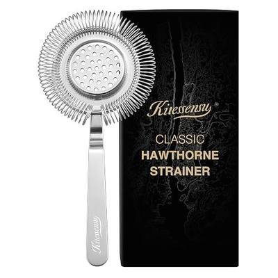 KITESSENSU Cocktail Strainer, Stainless Steel Classic Hawthorne Spring Bar Strainer with Long Handle, Drink Strainer Cocktail for Professional Bartenders, High Density Spring