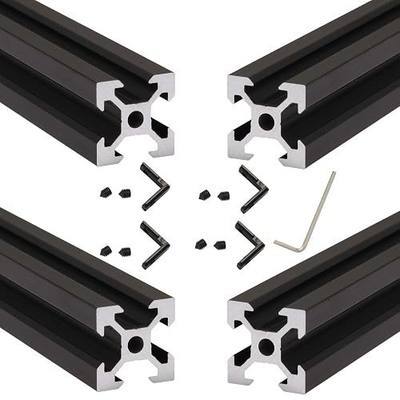 4pcs 400mm V Slot 2020 Aluminum Extrusion European Standard Anodized Black Linear Rail for 3D Printer Parts and CNC DIY (15.8inch)