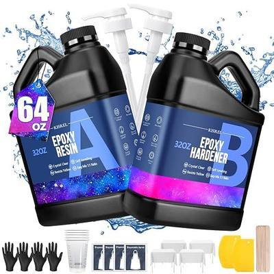 Epoxy Resin 64OZ - Crystal Clear Epoxy Resin Kit - No Yellowing No Bubble Art Resina Casting Resins for Art Crafts, Jewelry Making, Wood & Molds(32OZ x 2)