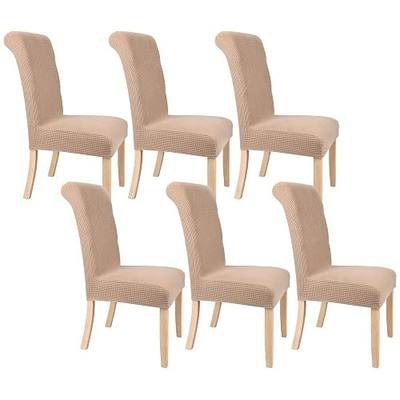 Dining Chair Covers 6 Pack Parsons Chair Cover Kitchen Chair Slipcover Washable Removable for Kitchen, Hotel, Restaurant (Khaki)