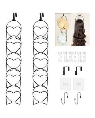 LINFIDITE 10 Pack Hat Rack for wall hat organizer for baseball caps Over Door cap hat hook storage holder hanger display Closet wig stand storage w Hanging Hook Black