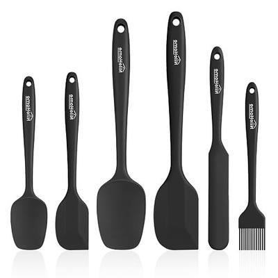 NileHome Silicone Spatula Set, 6 Pieces Food Grade Kitchen Utensils with Silicone Brush Heat Resistant Up to 600°F Dishwasher Safe BPA-Free Rubber Spatula for Scraping, Baking, Cooking, Mixing-Black