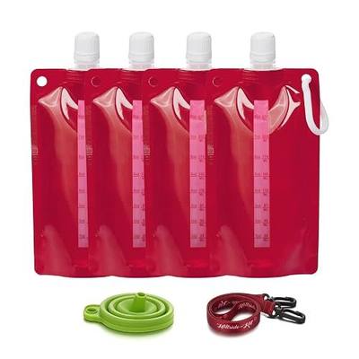 Hillside-Kit Plastic Flasks Concealable and Reusable Cruise Drink Bags with Funnel 8OZ Leak-Proof Flasks for Travel Outdoor (Red-4pcs 8OZ)