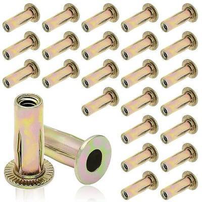 25Pcs 1/4-20 Steel Multi Grip Rivet Nuts | Pre Bulbed Shank, Zinc-Plated, Flat Head, Threaded Insert, Industrial Construction Fasteners