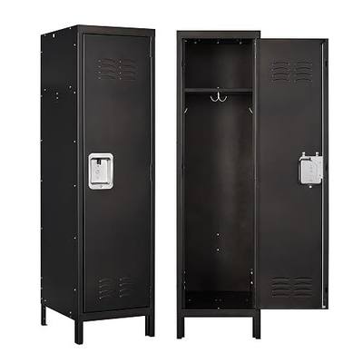 Metal Storage Locker, Lockable Employees Metal Locker with Door, 55" Height Steel Locker for Home, School, Office, Gym (Retro Black)