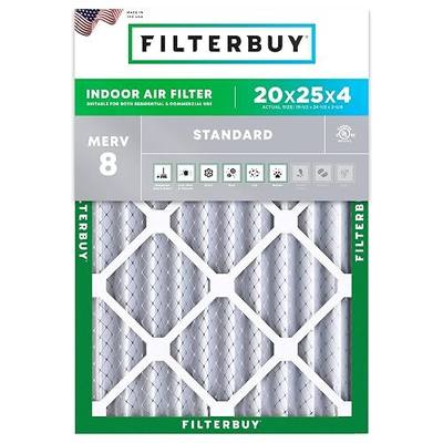 Filterbuy 20x25x4 Air Filter MERV 8 Dust & Allergy Defense (1-Pack) | Electrostatic Pleated HVAC AC Furnace Filters Replacement, Made in USA (Actual Size: 19.50 x 24.50 x 3.63)