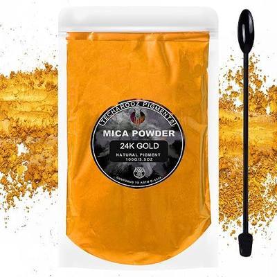 24K Gold Mica Powder Epoxy Resin, 100g/3.5oz Sealed Bag – TECHAROOZ Color Pigment for Lip Gloss, Soap Colorant for Soap Making, Gold Powder for Kintsugi Pottery, Metallic Epoxy & Much More