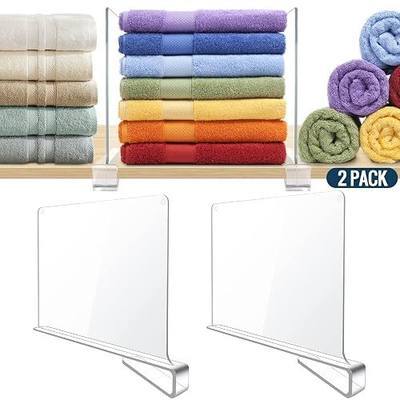 BAUMFEUER 2 Pack Clear Acrylic Shelf Dividers for Closet Shelf Organizer of Bedroom Kitchen Office Bathroom Organizer for Clothes Books and Handbags