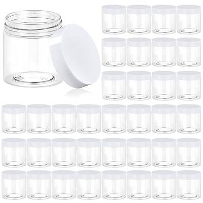 36 Pack 4 OZ Plastic Jars Round Clear Cosmetic Container Jars with White Lids, Eternal Moment Plastic Slime Jars for Lotion, Cream, Ointments, Makeup, Eye shadow, Samples, Potravel Storage | Round Makeup Jar with White Lids for Lotion, Cream, Ointments, Eye Shadow, Rhinestone, Samples, DIY Travel St