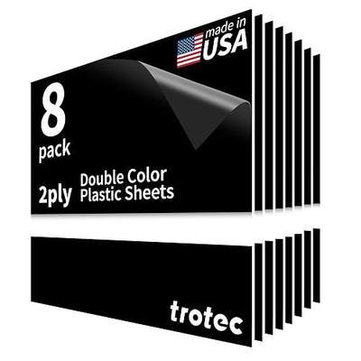 Trotec TroLase | 12"x12"x1/16", 8 Pcs | Black/White | 2 Ply | Modified Acrylic | Laser Engraving Double Color Plastic Sheet | Engraving Blanks for Laser, Saw, Guillotine | Made in USA