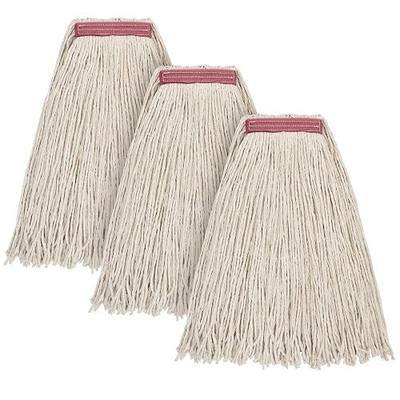 Matthew Cleaning 16oz 3Pack Cotton Floor Mop,Cotton Looped-Open String Heavy Duty String Refills, Universal Headband Blend,Mop Head Replacement for Home, Industrial and Commercial Use(White)