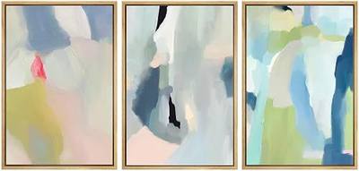 SIGNWIN Framed Canvas Print Wall Art Set Vibrant Pastel Paint Stroke Collage Shapes Abstract Illustrations Modern Art Decorative Nordic Calm/Zen for Living Room, Bedroom, Office - 16"x24"x3 Natural