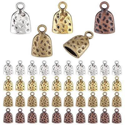 PH PandaHall 80pcs 4 Colors Bell Cord End Cap Tibetan Style Barrel Tassel Cap Ends Bead End Caps Alloy Cord End Tassel Caps for DIY Tassel Necklace Bracelet Earring Jewelry Making, 2mm Hole