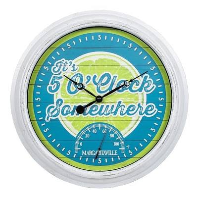 La Crosse Technology 433-3841MV2T 15.75" Indoor/Outdoor Quartz Clock with Temp-Margaritaville It’s 5 O’Clock Somewhere