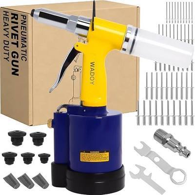 Air Rivet Gun Heavy Duty, 3924 LBF Pneumatic Pop Rivet Gun Kit with 50 PCS Rivets,5 Nosepieces(3/32",1/8", 5/32",3/16",1/4"), Air Hydraulic Riveter for Automotive, Construction, Industrial,Boat Repair