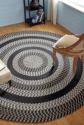 Better Trends Newport Braid Collection is Durable and Stain Resistant Reversible Indoor Utility Rug 100% Polypropylene in Vibrant Colors, 96" Round, Black
