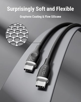 VOLTME USB C Cable, 60W USB C to USB C Cable 6ft, USB 2.0 Type C Charging Cable Fast Charge Cord for iPhone 17/16/15 Series,Galaxy S25/S24/S23/S22/S21,MacBook Pro 2020, iPad Pro 2020,and More (Black)