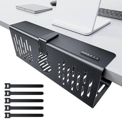NODOCA No Drill Under Desk Cable Management Tray, 14'' Wire Management, Punch-Free Clamp on, Metal Cable Tray, Wire Organizer Under Desk, Under Desk Basket for Office and Home, Black