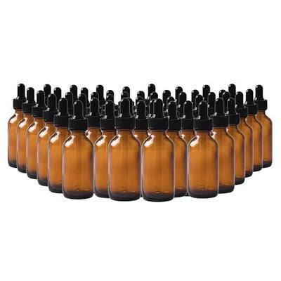 48 Pack 2oz Amber Glass Dropper Bottles, Glass Eye Dropper Bottles for Essential Oils, Perfumes