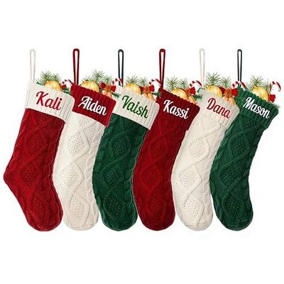 Personalized Christmas Stockings,Custom Name Family Christmas Stocking | 18” Large Knitted Xmas Stocking,Holiday and Family Stocking for Fireplace Christmas Holiday Party Decoration (1 pcs)