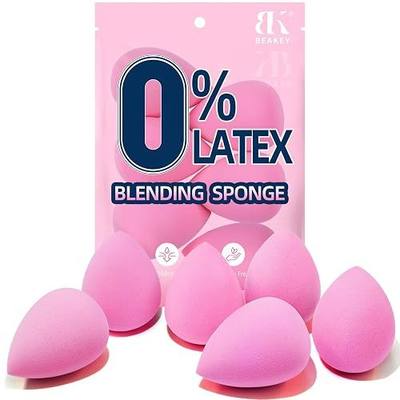 BEAKEY Makeup Sponge Set of 6, Super Soft Beauty Sponges for Foundation | for Liquid, Cream & Powder Application, Pink Blender for Flawless Blending, 0 Latex Vegan & Cruelty-Free, Reusable