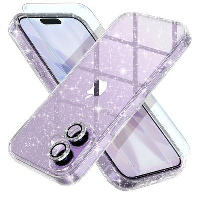 Choiche for iPhone 15 Case Clear Women Girly (Glitter Black)