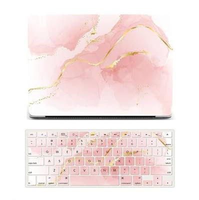 Laptop Case Compatible with New MacBook Air 13.6 inch Case 2022 M2 Chip Model A2681, 3D Color Printing Matte Plastic Hard Shell Cover & Keyboard Cover Skin - Pink Marble