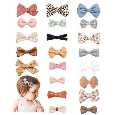 Jesries 21 Pack Baby Girls Hair Clips Bows Fully Lined Non Slip Barrettes for Fine Handmade Hair Accessories for Newborn Infant Toddler Kids