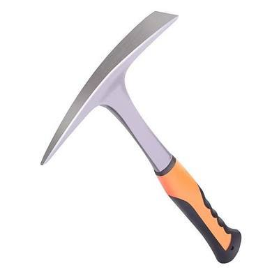 Rock Pick,Forged Brick Hammer, Geologist Rock Pick, Mason's/Bricklayer's Hammer-28 oz Masonary Tool with Pointed Tip &Forged Steel Construction-Shock Reduction handle (point&flat)