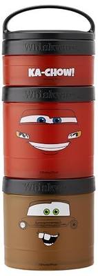 Whiskware Disney Pixar Stackable Snack Containers for Kids and Toddlers, 3 Stackable Snack Cups for School and Travel, Cars Lightning McQueen and Mater