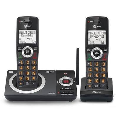 AT&T CL82219 DECT 6.0 2-Handset Cordless Phone for Home, Black | Answering Machine, Call Blocking, Caller ID Announcer, Intercom, Long Range