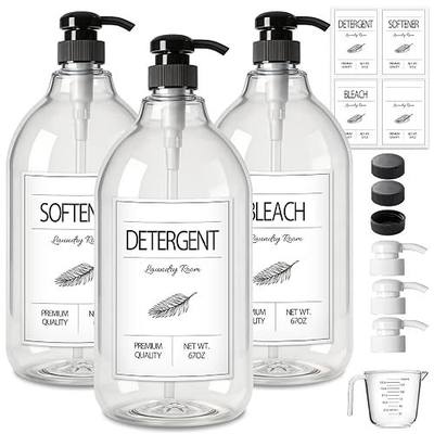 GMISUN Laundry Detergent Soap Dispenser, Liquid Laundry Detergent Dispenser, Container for Farmhouse Laundry Room Decor, Organizer for Liquid SoftenerBleach Heavy Duty Plastic Bottle(64 Oz 3 Pack)