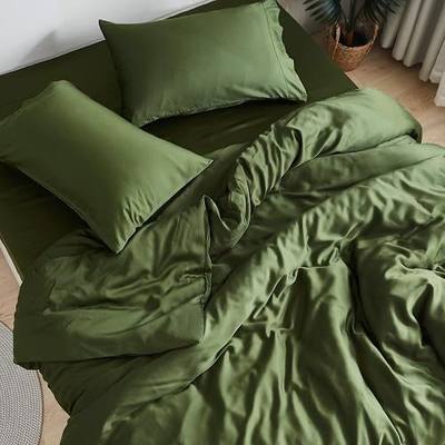 DOZ Sheet Set, 100% Viscose derived from Bamboo, Organically Grown, Buttery Soft, Cooling Sheets, High GSM, Deep Pockets - 3 Piece - 2 Pillowcases 1 Fitted Sheet (Forest, Queen)