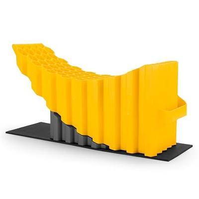 Camco Curved Trailer Aid Ramp, 6.5-Inch Lift | Includes wheel chock and rubber base pad; supports trailers up to 20,000 lbs