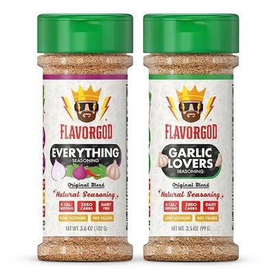 Flavor God Classic Combo Low Sodium Chicken Seasoning, Pack of 2 | (Everything, Garlic Lovers) - Bacon, Beef, Seafood, & Taco Seasonings- Premium All-Natural & Healthy Spice Blend - Dairy-Free