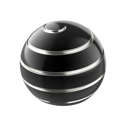 Kinetic Spinning Desk Toy ADHD Stress Relief 2.17in Black Silver | Solid Polished Alloy, Optical Illusion Hypnotic Spinning, Desk Fidgets Adults Kids, Party Favors Gifts & Stocking Stuffers