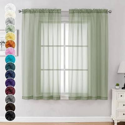 Chyhomenyc Sage Green Sheer Curtains 63 Inch Length 2 Panels, Light Filtering Airy Breathable Rod Pocket Voile Window Drapes for Bedroom Living Room, Each 42x63 Inch,Set of 2