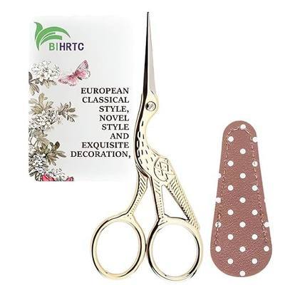 BIHRTC 4.5Inch Embroidery Scissors Sharp Tip Stainless Steel Little Scissors for Knitting Cross Stitch Cutting Embroidery Sewing Handcraft Craft Art Work DIY Tool Gold
