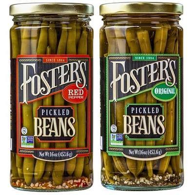 Foster's Since 1984 Pickled Green Beans, Variety Pack 16oz, 2 Pack | Traditional Pickled Vegetables Recipe for over 40 years, Low Calorie Snack, Gluten Free, Fat and Preservative Free
