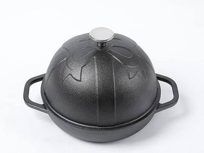 HAWOK Cast Iron Bread Cloche, Dia.7.8inch/20cm, 0.95qt, Sourdough Baking Pan Pre-seasoned Black