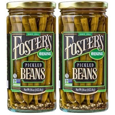 Foster's Since 1984 Pickled Green Beans, Original, 16oz, 2 Pack | Traditional Pickled Vegetables Recipe for over 40 years, Low Calorie Snack, Gluten Free, Fat and Preservative Free Pickles