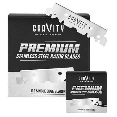 Premium Single Edge Razor Blades - Swedish Steel Razor Blades for Safety Razors and Straight Edge Razors, by GRAVITY RAZORS (100 Count, 1-Pack)