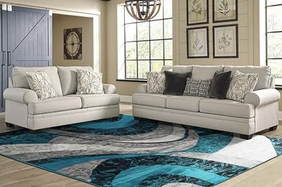 Yafa Home Fashion Modern Contemporary Swirls Design Area Rug, Luxurious, Elegant, and Fashionable Area Rug (Turquoise, 8 ft X 10 ft)