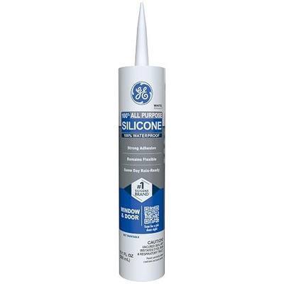 GE All Purpose Silicone Caulk, White, 10.1 fl oz Cartridge, 1 Pack - 100% Waterproof Silicone Sealant, Stronger Adhesion, Freeze & Sun Proof