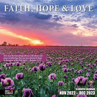 RED EMBER Bible Verses Faith, Hope & Love 2023 Hangable Monthly Wall Calendar | 12" x 24" Open | Thick & Sturdy Paper | Giftable | The Greatest Is Love