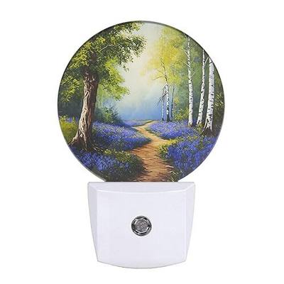 EKOBLA Spring Garden Night Light, Lavender and Blooming Path Landscape Night Lights Plug Into Wall for Kids and Adults Home Decor