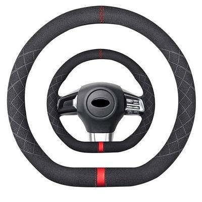 Suede D Shape Steering Wheel Cover,Compatible with Subaru WRX Suede Leather Sport Non-Slip Wheel Cover Car Interior Accessories 15 inch for Man and Women