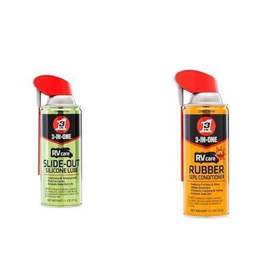 3-IN-ONE RVcare Slide-Out Silicone Lube with SMART STRAW SPRAYS 2 WAYS, 11 OZ & RVcare Rubber Seal Conditioner with SMART STRAW SPRAYS 2 WAYS, 11 OZ