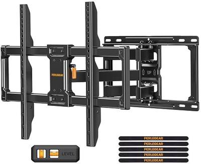 Perlegear Full Motion TV Wall Mount for 42–86 inch TVs up to 132 lbs | 30% thicker heavy-duty articulating arm, tool-free tilt, swivel, extend, level, fits 16" studs, max VESA 600x400mm, UL listed