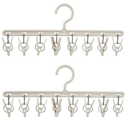 Foshine Clothes Hanger 2 Pack with 8 Clips,Clothes Drying Racks for Drying | Windproof For Drying Socks Bras Underwears Baby Clothes, Hats Scarfs Towels Pants and Gloves Diaper